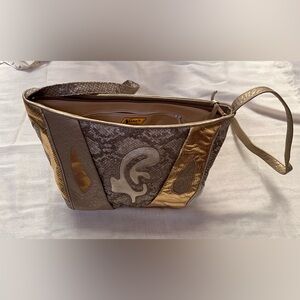 Sharif gold silver beige leather patchwork crossbody handbag